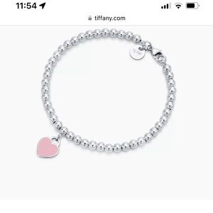 Tiffany & Co. Pink Heart Tag Bead Bracelet